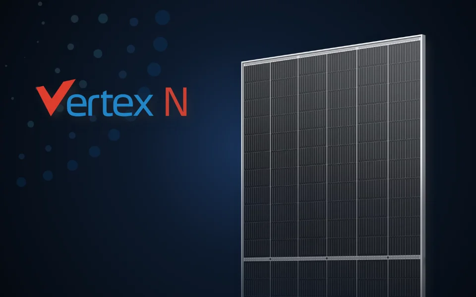 Trina 620W N-type bifacial solar panel catalogue photograph