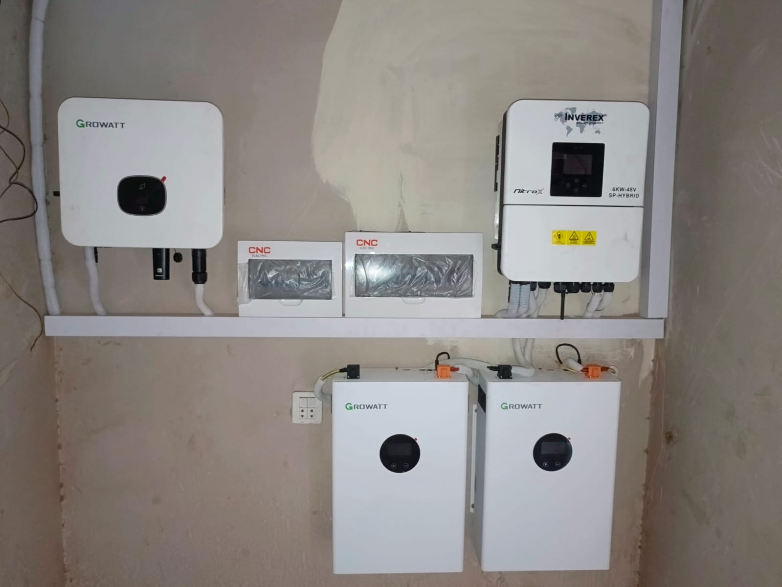 Growatt and Inverex inverters with two Growatt batteries at the Bilal Gunj installation